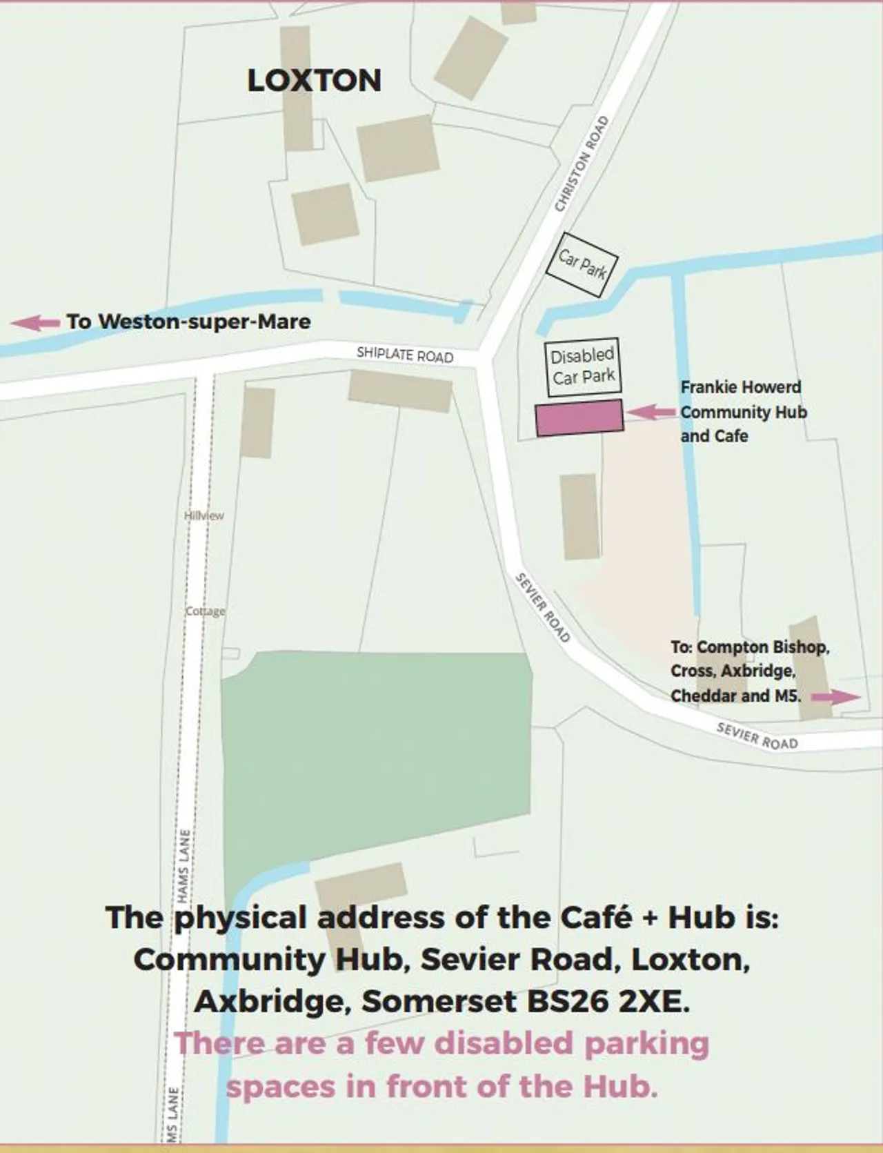 Village map locating the Hub on Sevier Road in Loxton